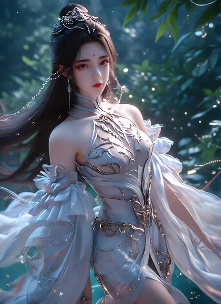 score_9,score_8_up,score_7_up,source_anime,
XUER gufeng,1girl,solo,long hair,black hair,light smile,looking at viewer,
<lora:ç»ªå¿ å¤é£ XUER gufeng:0.8>,
leaf,standing,black eyes,eyelashes,lipstick,light eyeshadow,makeup,realistic,high detailed  skin,(detailed skin:1.1),Skindentation,skin depression,
highly detailed,ultra-high resolution,32K UHD,sharp focus,best-quality,masterpiece,golden hour,unconventional supreme masterpiece,masterful details,temperate atmosphere,with a high-end texture,in the style of fashion photography,Dynamic Angle,(Dynamic posture:1.1),detailxl,<lora:Pony_DetailV2.0:1>,<lora:ponyyuechan1v:0.6>,yuechan,full-face blush,white clothes,waistband,cowboy_shot,front view,