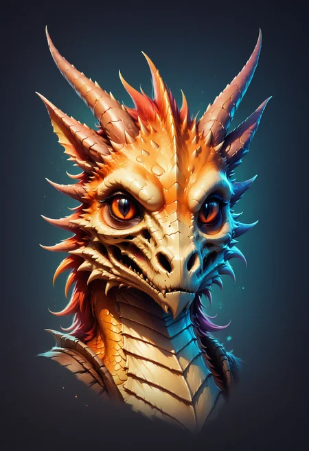 Faded Headshot, faded bottom, faded edges <lora:FadedHeadshot:1>,score_9,score_8_up,score_7_up,score_6_up,score_5_up,score_4_up , cinematic, serene natural scene, a cute furry dragon woman wearing a skull mask, bright colors, high contrast, dark background, vivid lighting