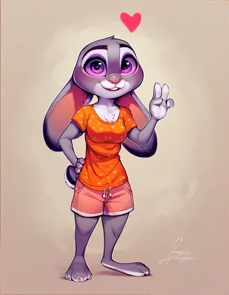 JudyHoppsXL, score_9, score_8_up, score_7_up, score_6_up, score_5_up, source_furry,solo, source furry, rabbit, judy hopps, eyes with white sclera, fully clothed, advanced shading, detailed fur texture, scut tail, breasts, chest tuft, paws, zootopia, fully in view, grey fur, ,style by Patrick Kelly,Sleepwear Lounge set in a comfortable jersey fabric with a graphic tee and shorts.,Making a heart sign,modelshoot style shot,In the Rift of Temporal Anomalies,Space-themed Cosmic celestial stars galaxies nebulas planets science fiction highly detailed,Moonlit,<lora:JudyHoppsXL-000017:.7>
