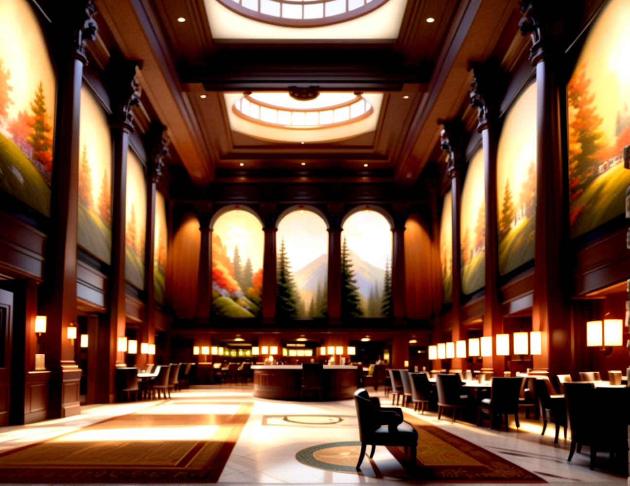 score_9, score_8_up, score_7_up,
<lora:Authoritarian_Interior_(Architecture)_(SDXL)_(AD):1> Authoritarian Interior, interior design, architecture, limestone, marble, wood, coffered ceiling, large windows, restaurant, 
8K, In'ei, chiaroscuro, volumetric lighting, perfect depth of field shot, 8K CGI render, beautiful, subsurface scattering, photographic realism, asymmetric viewpoint, off center perspective, art by Thomas Kinkade, 
BREAK zPDXL, zPDXLxxx,  <lora:wowifierXL:0.2> art by mooncryptowow <lora:sdxl_lightning_8step_lora:0.4> <lora:detailed_notrigger:0.5>