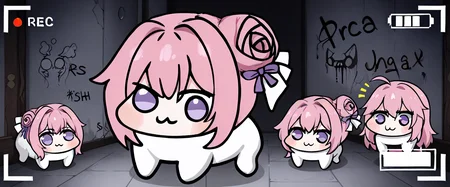 <lora:Doro_X_PDXL_V1:1> score_9, empty hallway with a doro herd ganging up on the viewer, creature, chibi, :3, solid circle eyes, pink hair, purple eyes, hair bun, hair bow, multiple creatures, small creatures, herd, swarm, multiple others, doro peeking from corner BREAK "DORO" text, graffiti, recording, creepy, dim lighting, rim lighting, dark, mist, fog, soft lighting, dramatic lighting
