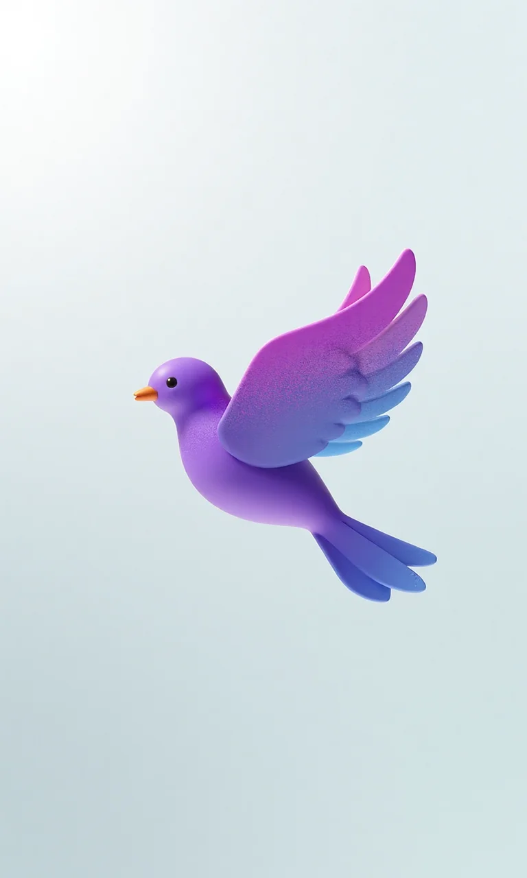 3D icon, flying bird, streamlined design, transparent feather effect, soft background, showing the theme of freedom<lora:flux1-D\flux.1-lora-flyway-3d-icon-v1-000014.safetensors:1.2:1.0>