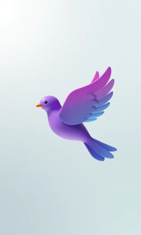 3D icon, flying bird, streamlined design, transparent feather effect, soft background, showing the theme of freedom<lora:flux1-D\flux.1-lora-flyway-3d-icon-v1-000014.safetensors:1.2:1.0>