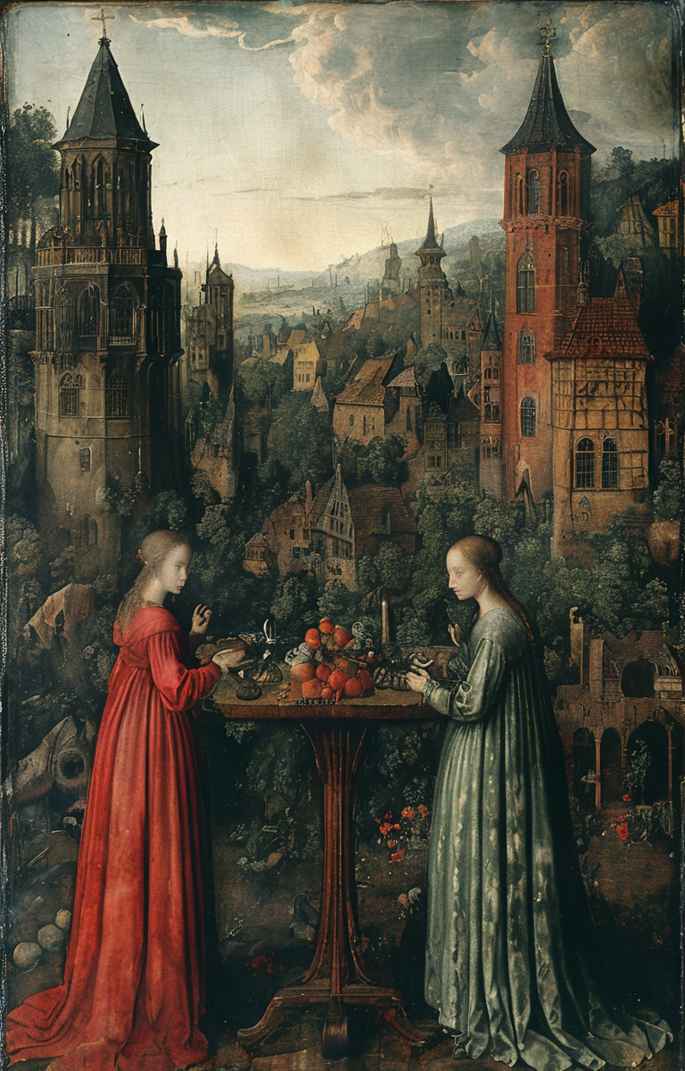masterpiece,best quality,<lora:tbh190-sdxl:0.9>,illustration,style of Jan Van Eyck