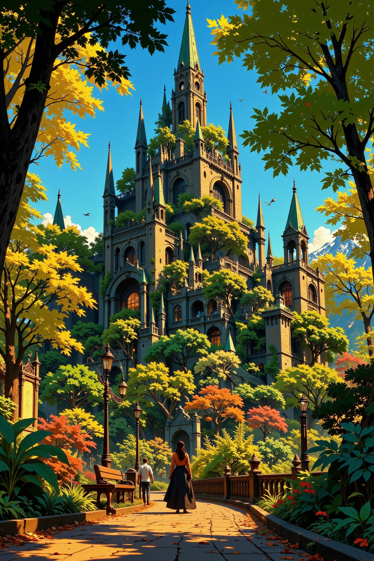 leafy city beautiful  landscape, golden hour, woman, very intricate, very detailed, sharp, bright, colorful, <lora:Hand v2:0.5> <lora:Anti-Blur:1><lora:Insane Detail Slider:0.25>  <lora:flux.1_lora_flyway_Epic-detail_v2:0.3> <lora:fluxenhancer:0.25> <lora:ROWER:0.8> <lora:Anime art - Variant 3:0.6> Anime art