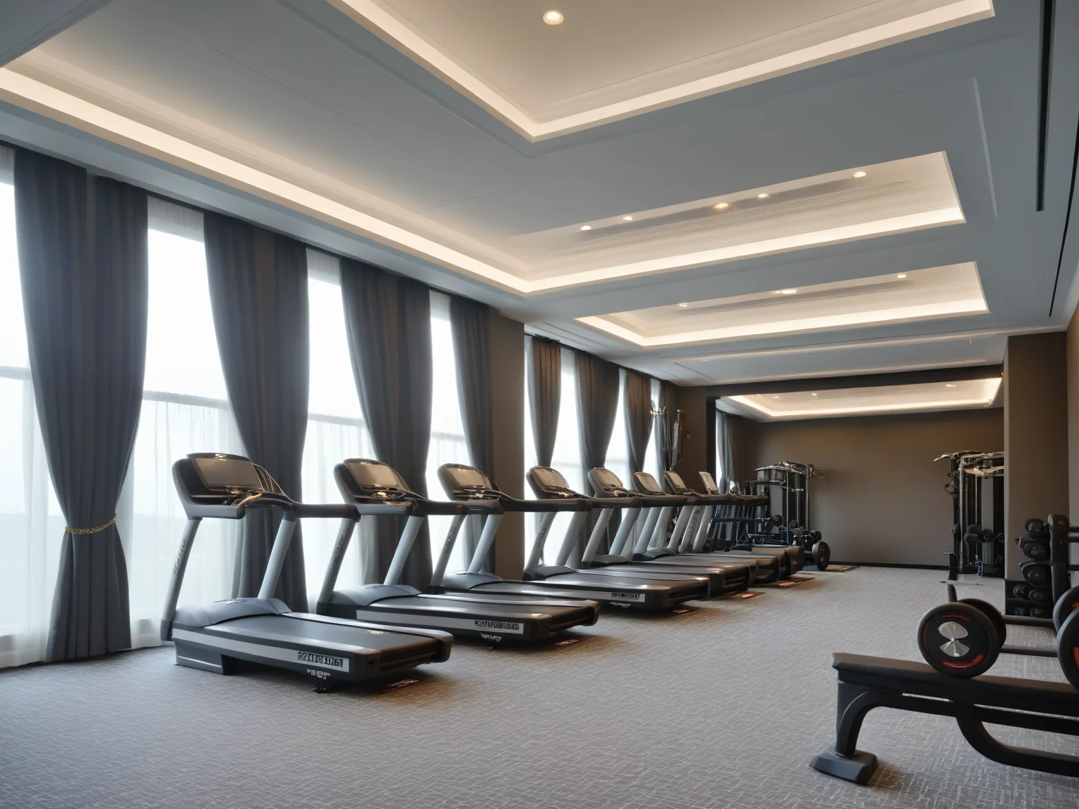 <lora:JJsGym_XL:1>, masterpiece , best quality, ((Gym)), Masterpiece, high quality, best quality, authentic, super detail ,windows ,curtains, dslr, soft lighting, high quality, ceiling light ,no humans,sky, cloud,