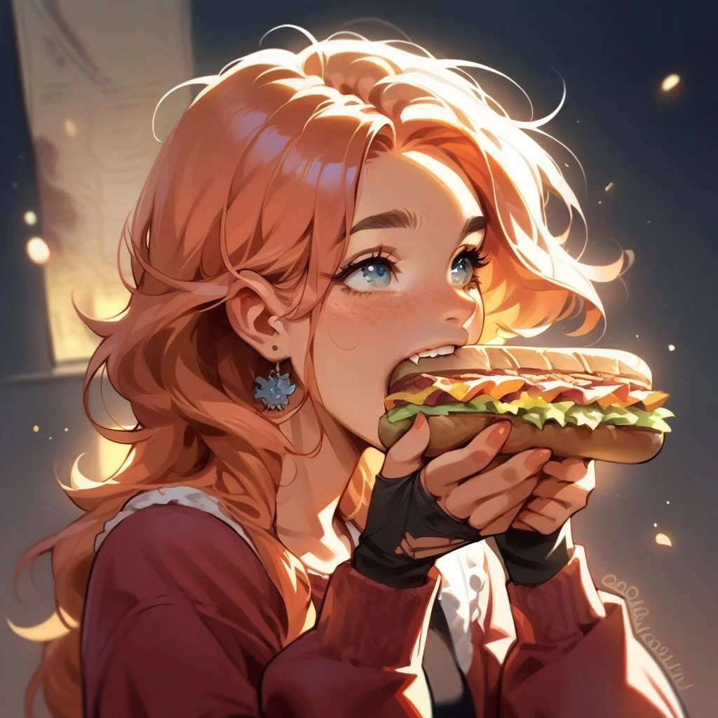 score_9, score_8_up, score_7_up, score_6_up, score_5_up, score_4_up,
solo, 1girl, BREAK
1girl, holding, sandwich, biting