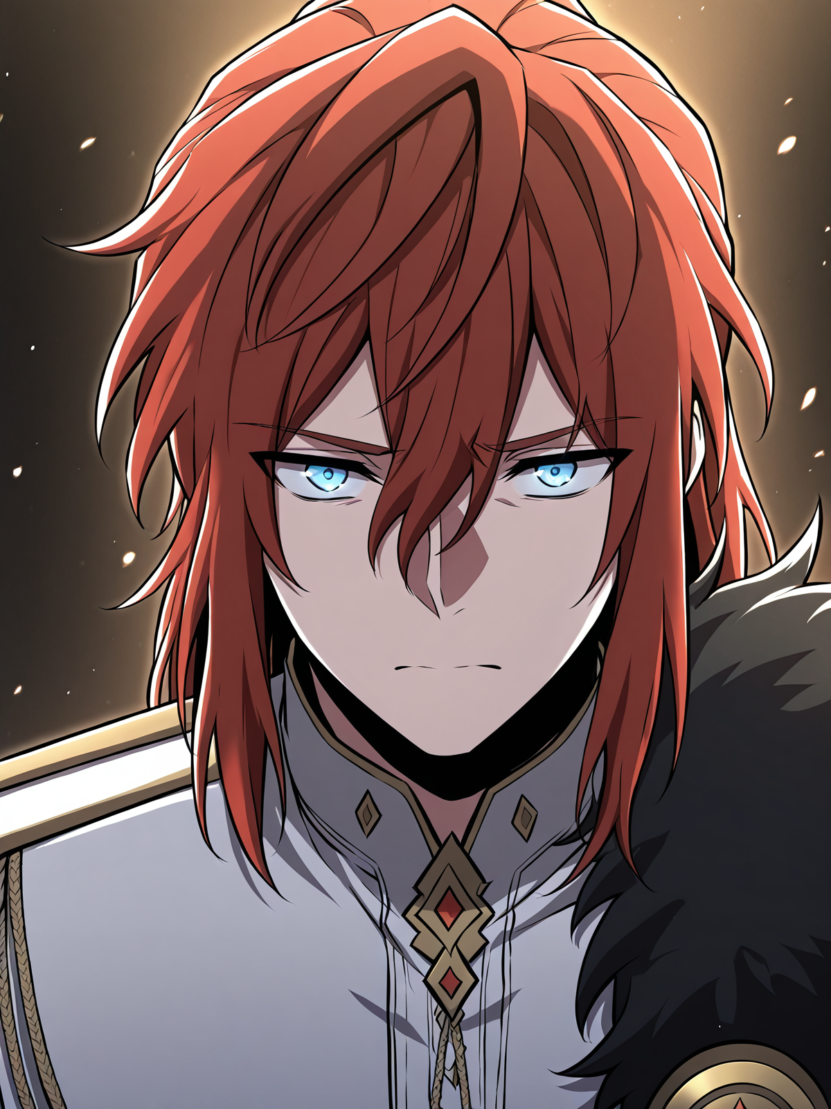 <lora:Arthur_Lewin__The_Beginning_After_the_End__Illustrious:1>
Arthur, 1 boy, solo, red hair, blue eyes, white coat, black cape, sword
score_9, score_8_up, score_7_up, score_6_up, source_anime, rating_explicit, masterpiece, best quality, intricate details, gothic fantasy, upper body portrait, dramatic pose, confident gaze, cinematic lighting, clean background, glowing magical particles, detailed face, vibrant colors