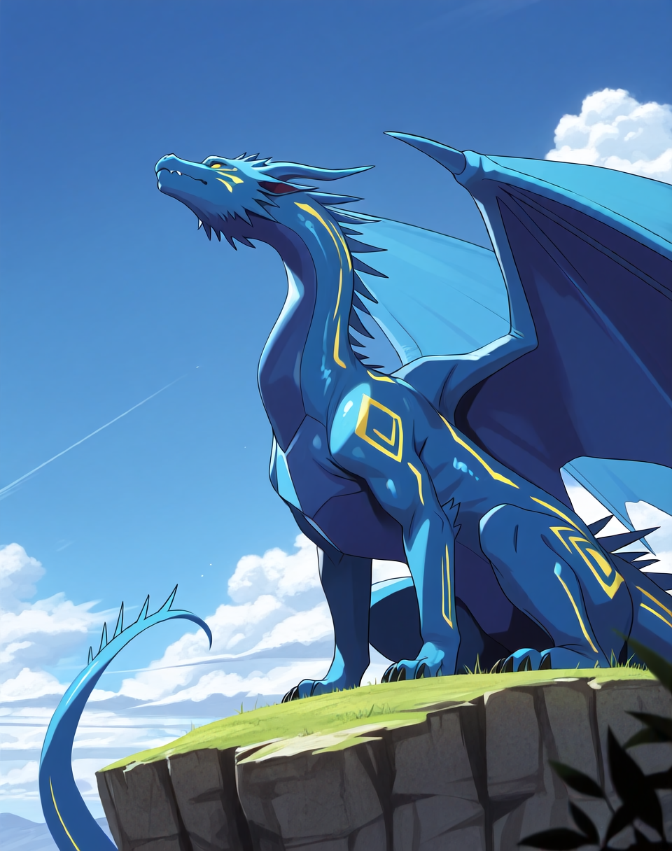 <lora:Grandora_(Shinzo)_(Illustrious)_(AD):1> Grandora, dragon, kaiju, Shinzo, 
exterior, anime fantasy, anime science fiction, solo, 
dynamic action, villain, monster, dragon wings, no humans, glossy scaly body, solid yellow eyes, large rounded lower dragon body, three heads and necks, 
BREAK: very awe, aesthetically pleasing, masterpiece, best quality, amazing quality, very aesthetic, perfect depth of field shot, furry_art, source_furry, 
BREAK: lazympos, lazypos (3),