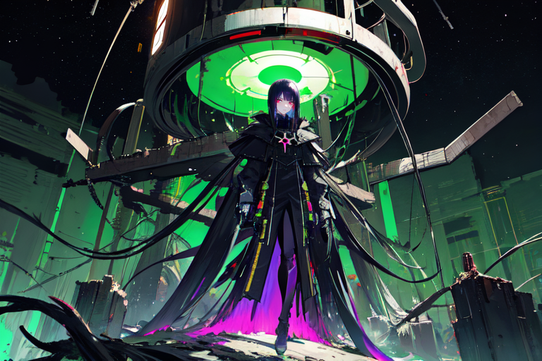 highly insanely detailed, masterpiece, top quality, best quality, highres, 4k, 8k, RAW photo, (very aesthetic, beautiful and aesthetic),  
tsutomu nihei,nihei_tsutomu,blame!,blame gakuen!,abara,TNstyle,sidonia_no_kishi,buildings,mist,smoke,fog,machinery,tentacles,lantern,clouds,light particles,bones,dark sky,black sky,drainpipe,wire,dome,cables,tubes,industrial pipes,toha heavy industries,gauna,gauna mech,star \(sky\),starry sky, 
<lora:blamev2:0.3>, 
(1girl:1.3), 
solo focus, 
Clathrus_ruber,Lactarius_indigo,Mycena_chlorophos,mushroom,pure green background,pure magenta background,(fluid color background,Abstract colored fractal background,colour sequence background),âââ