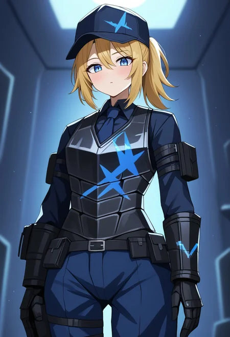 masterpiece,best quality,1girl,solo,WCorpuniform,armor,necktie,hat
