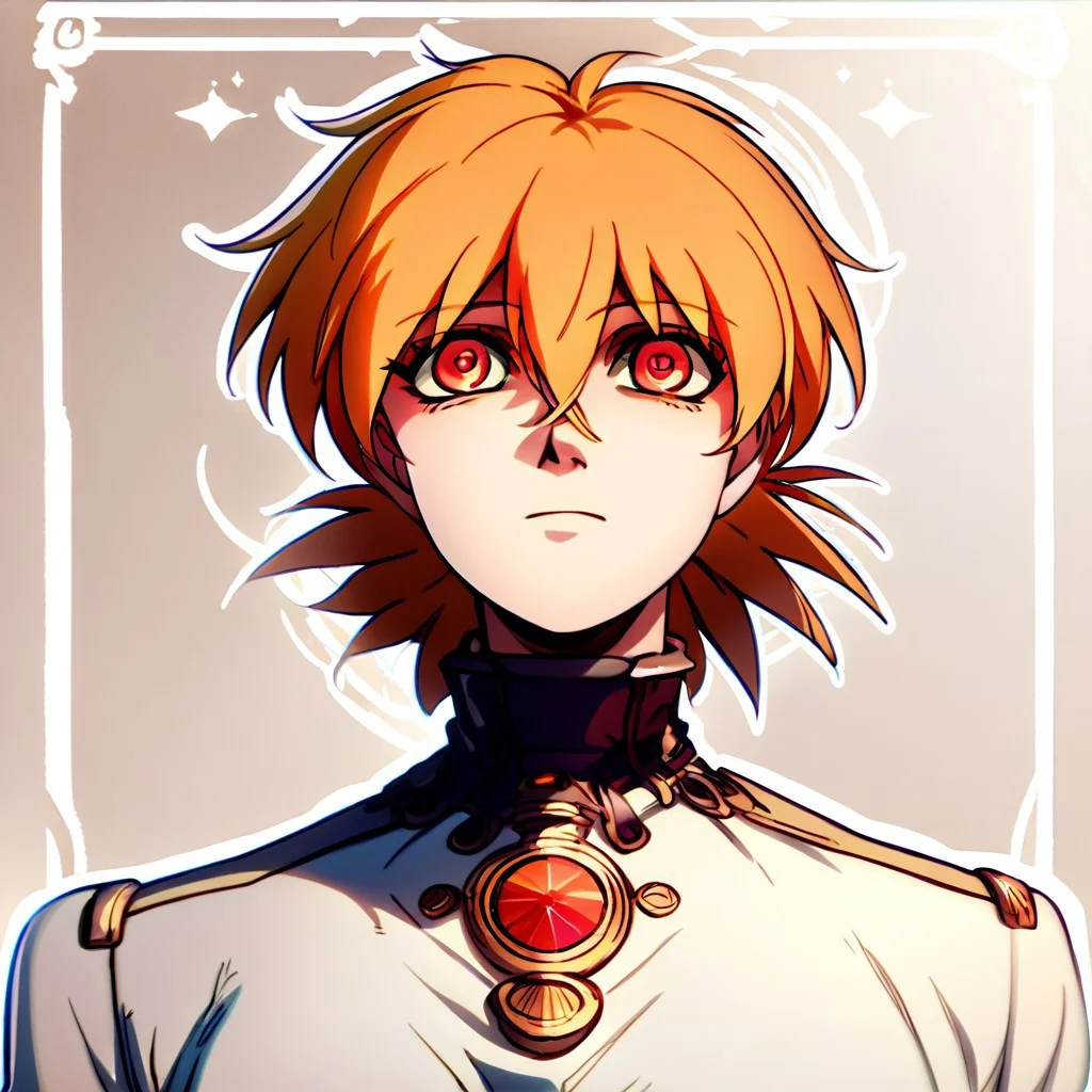 score_9, score_8_up, score_7_up,score_6_up,score_5_up, masterpiece, Expressiveh, zzCitronCAT, (flat color:1.2), white outline, source_anime, SerVic,, orange hair, short hair, red eyes, hair between eyes,