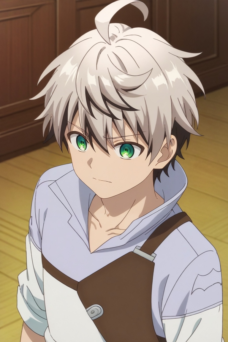 score_9, score_8_up, score_7_up, source_anime, rating_safe, , anime screencap, , , , depth of field, 1boy, solo, male focus, <lora:rein_shroud_pony:0.98>, rein_shroud, grey hair, green eyes, short hair, multicolored hair, two-tone hair, black hair, bangs, hair between eyes, ahoge, from above, apartment, dark, (dynamic pose:1.2), wavy mouth, , <lora:sdxl_lightning_8step_lora:1>
