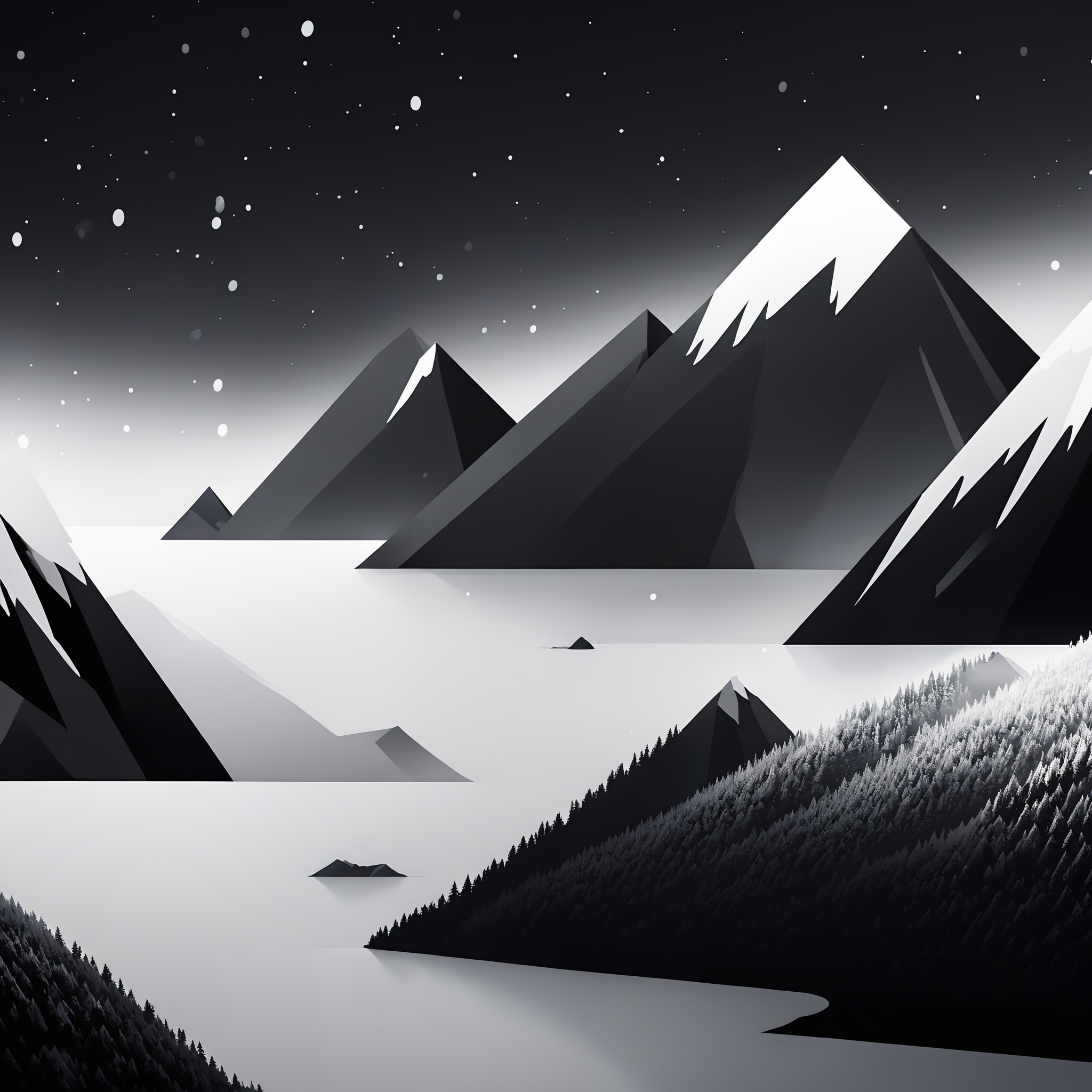 Monochrome SVFONT,beautiful landscape, snow, mountains, glaciers, vivid colors, light, beautiful, elegant, intricate, highly detailed, cinematic, very artistic, vibrant, sharp focus, fine detail, clear, complex, color, ambient background, professional, unique, best, colorful, calm, creative, amazing, symmetry, iconic, focused, great composition, dynamic, atmosphere, new<lora:SVFONT:1> . Black and white, contrast, tone, texture, detailed