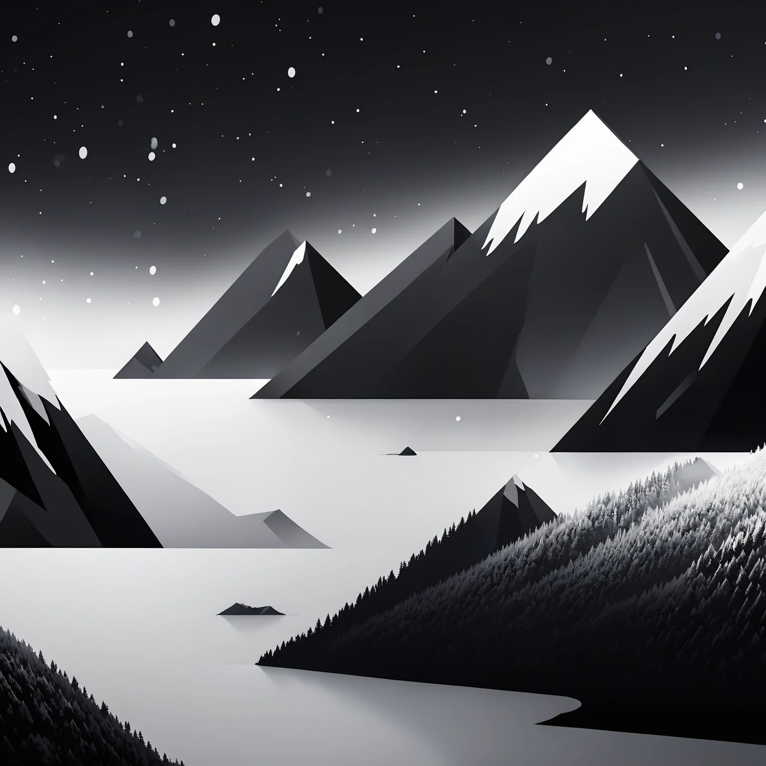 Monochrome SVFONT,beautiful landscape, snow, mountains, glaciers, vivid colors, light, beautiful, elegant, intricate, highly detailed, cinematic, very artistic, vibrant, sharp focus, fine detail, clear, complex, color, ambient background, professional, unique, best, colorful, calm, creative, amazing, symmetry, iconic, focused, great composition, dynamic, atmosphere, new<lora:SVFONT:1> . Black and white, contrast, tone, texture, detailed