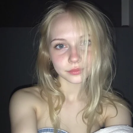 amateurish photo, s3lfi3, low lighting, underexposed, eerie atmosphere, smeared background, young blonde woman, 18yo, petite, Scandinavian, close-up, towel slipping off, bare shoulders, bare arms, bare upper chest, photorealistic, low-angle selfie photograph, natural complexion, pale fair light ageless skin, blue eyes