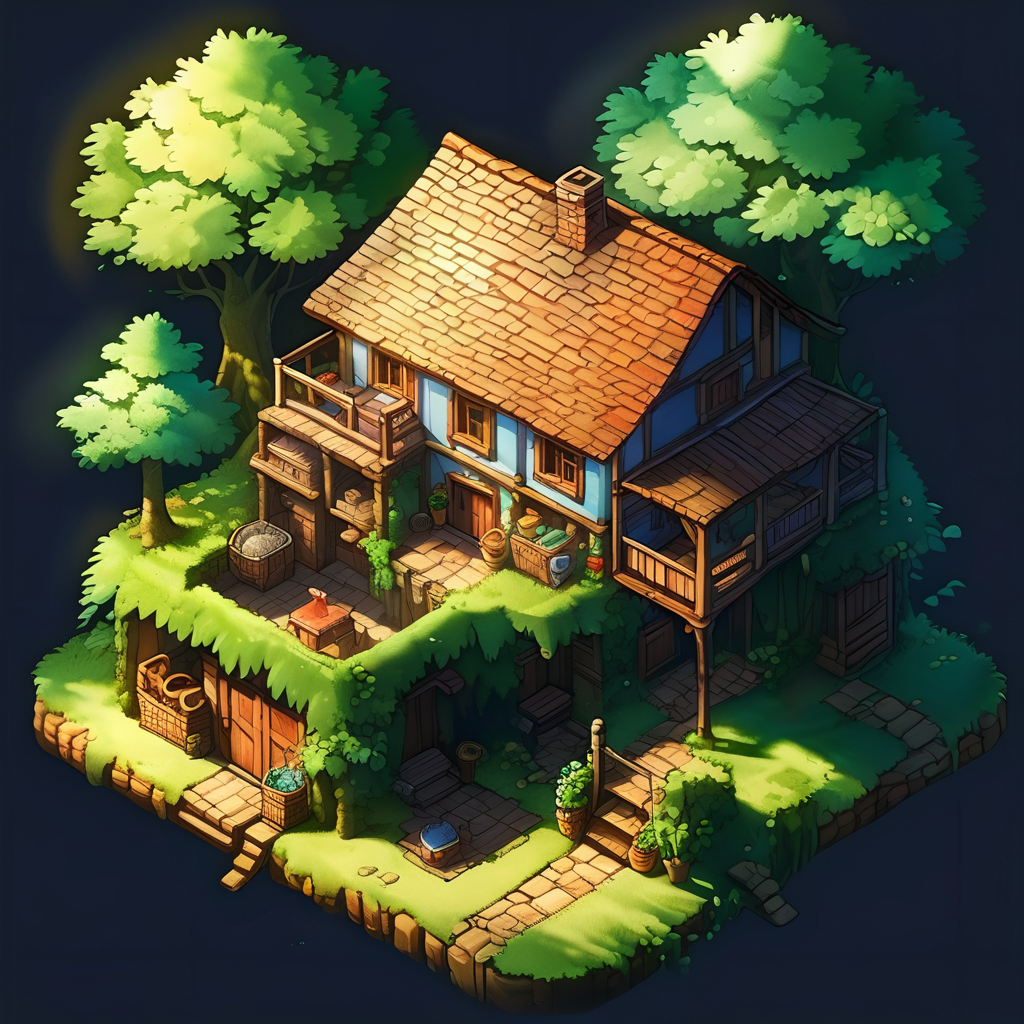 house scene,
nature light,Fantastic light and shadow,top down 2d game,2d game scene,<lora:2d_game_scence:0.8>,
