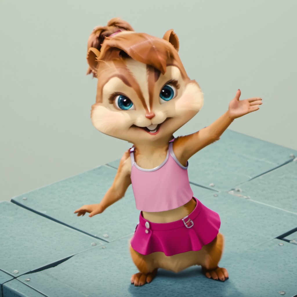 Score_9, score_8_up, score_7_up, source_furry, brittany miller, chipmunk, chipmunk girl, furry female, furry, 3d, render, white background, introduction to the viewer behind,Smug face, pleased with herself, sarcastic , expressive and lively look, in a pink skirt, clear and good quality, depth of drawing, 
<lora:Brittany_Miller__Alvin_and_the_Chipmunks__CG_Movie_version:0.8>
