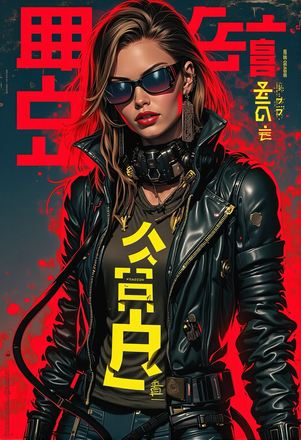 In the style of surrealism, a stunning young woman, with the text "Power" in bold letters. , <lora:bv-neoartsty.safetensors:1.0:1.0>