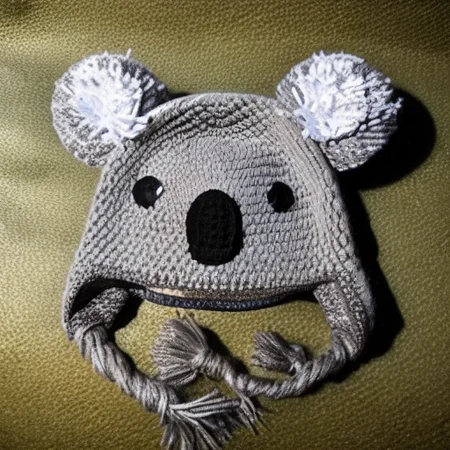 gray animal hat, animal beanie, koala hat, koala beanie, fur ears