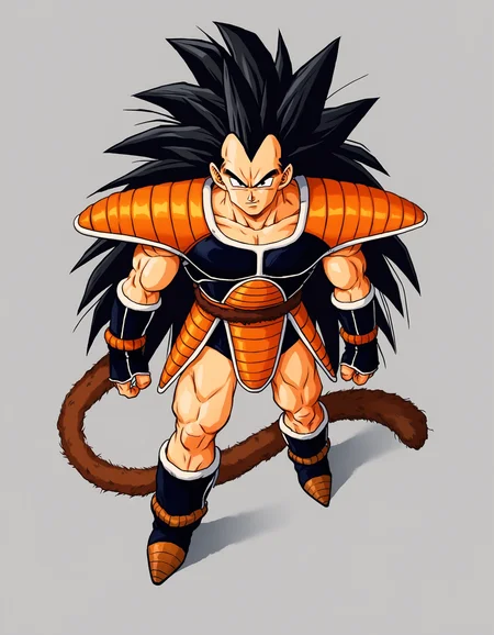 score_9, score_8_up, score_7_up, source_anime, spiked hair,
raditzxl, 1boy,solo,black hair,long hair, black eyes,looking at viewer, male focus,
saiyan armor, gloves, tail,boots,
<lora:raditsxl5-000003:0.8>