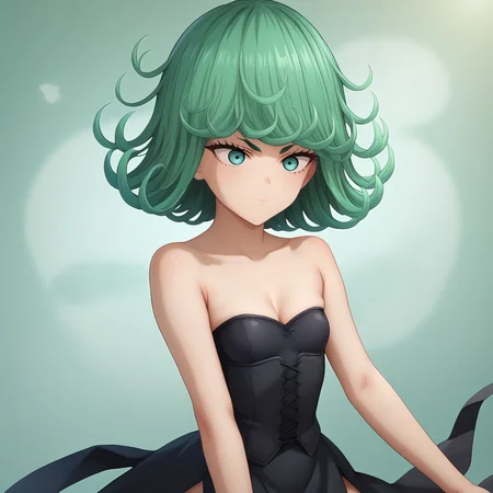 (detailed background:1.5),score_9,score_8_up,score_7_up,score_6_up,source_anime,anime style,1girl,<lora:StS_PonyXL_Detail_Slider_v1.4_iteration_3:1>,<lora:Breast Slider - Pony_alpha1.0_rank4_noxattn_last:-0.5>,
<lora:Nipple Size Slider_alpha1.0_rank4_noxattn_last:-0.2>,<lora:d3t41l3dXLP:0.2>,<lora:m0njy4XLP:0.4>,<lora:susamix010-pony:0.3>,<lora:cutecorestyle:0.3>,cute,kawaii,<lora:age_slider_v4:1>,mature female,<lora:Tight_corset:0.8>,tight_clothes,tight_corset,(skindentation),cleavage,strapless,bare shoulders,undersized clothes,breasts,<lora:tatsumaki-lluminartis:1>,lluminartis,green hair,curly hair,tatsumaki,black dress,green eyes,small breasts,