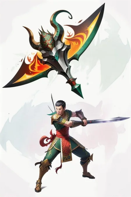 Guan Dao - A type of Chinese polearm that featured a large blade shaped like a crescent moon.
Realistic looking weapon, MagicItem_v1,