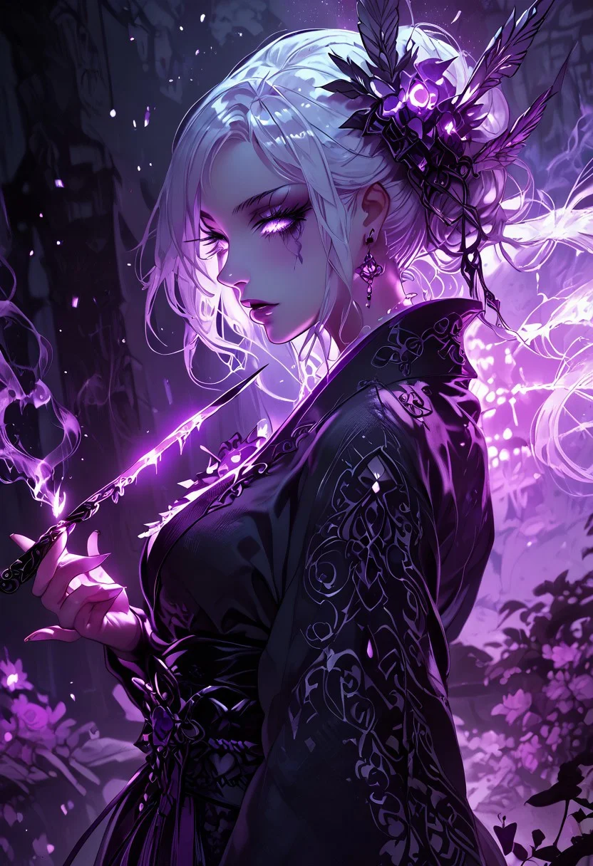 (score_9, score_8_up, score_7_up), (Masterpiece), (expressive eyes), 1girl,
Nurarihyon, smoking pipe, purple smoke, long white hair, kimono,
slightly muscular,
<lora:MGE_V5.0:1.2>
BREAK
((sexy dynamic pose:1.3)),18 years old, perfect quality, high quality, dynamic angle, dynamic pose, random emotion,
perfect body, epic, soft skin, soft skin, shining glossy skin, soft abs, slim waist, side view,
BREAK
Expressiveh, cinematic, cinematic lighting, reflections, ultra hd, visual effects, graphic effects,
ambient occlusion, raytracing, soft lighting, blum effect, masterpiece, particles, glow, shining, intricate cinematic background,
BREAK
hkhorror,mythp0rt,MythAn1m3,