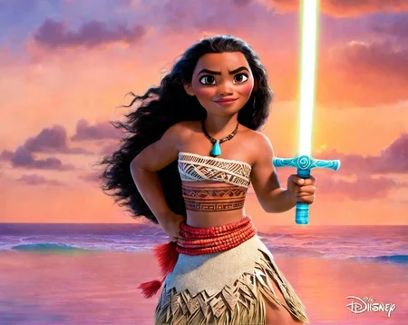 Moana with a light saber DreamDisPix style <lora:SDXL-DreamDisPix-Lora-r32:0.8>