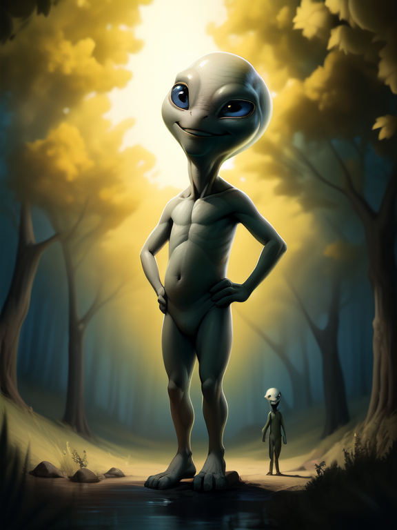 <lora:PaulAlienYif:1> PaulAlienYif, Alien, gray skin, slippery skin, nude, naced, blue eyes, small body, chibi,  four fingers, 
[ clear sunny day, the sun is shining, Forest, grass, bushes, flowers, day, sun, lake, gray stones,], beautiful  
(beautiful, aesthetic, perfect, delicate, intricate, saturated colors), masterpiece, digital drawing, best quality, <lora:mdchibi:0.3> chibi, <lora:TeethXL:1> teeth
( three fingers), orgasm face, Looks at the viewer, Male, Detailed multicolored fur, small details in the background,
low-angle view, ((Hands on hips, standing, hand behind head, looking down at viewer, serious look, smirk, ))
by Scavy, by Nicola Samori, by Zack Snyder, by Ferdinand Knab