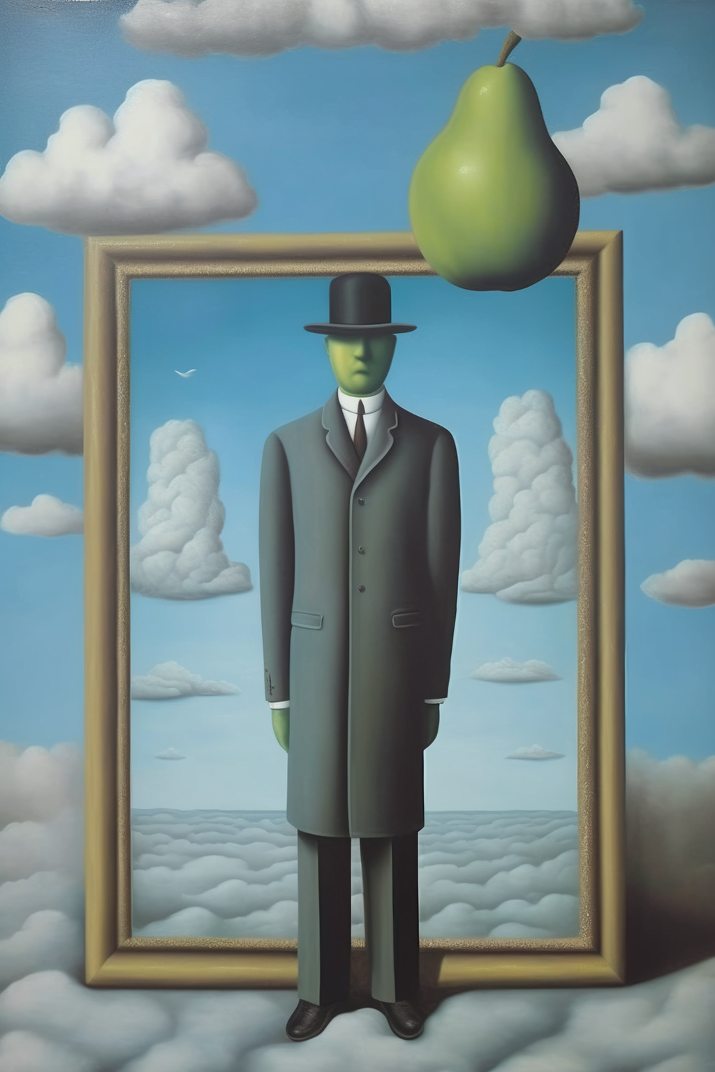 <lora:Rene Magritte Style:1>Rene Magritte Style - a painting in the style of rene magritte