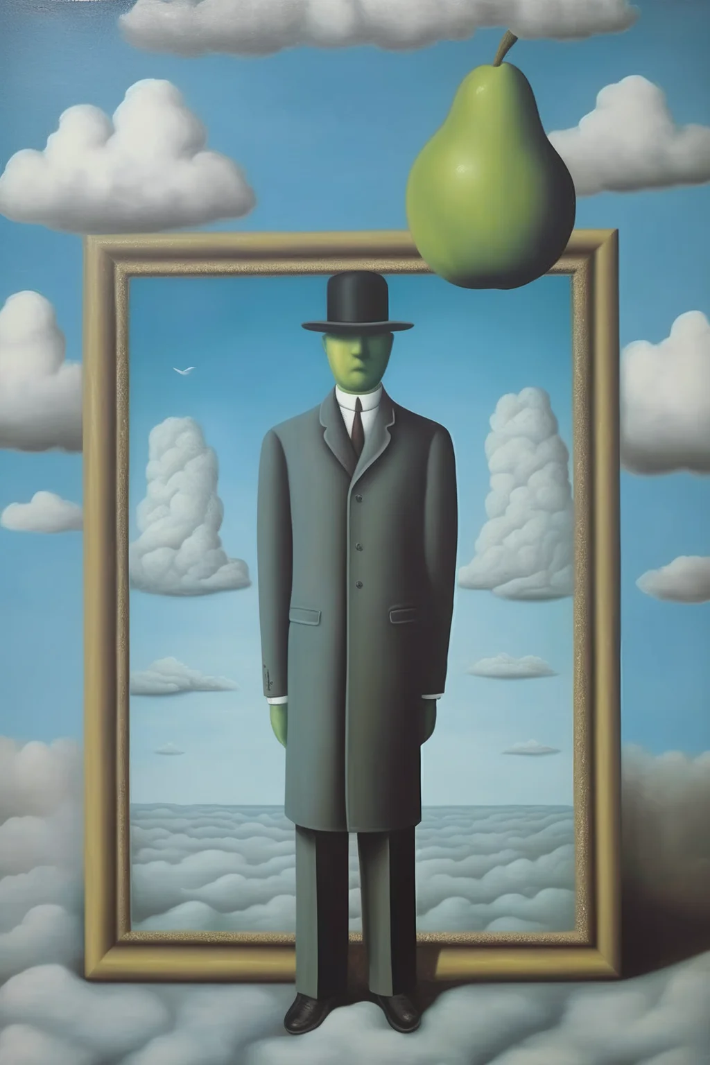 <lora:Rene Magritte Style:1>Rene Magritte Style - a painting in the style of rene magritte