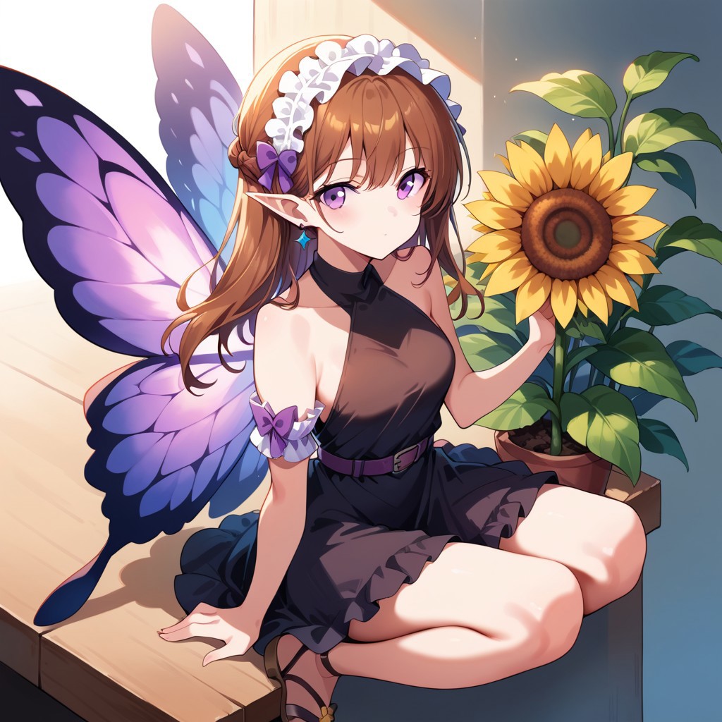 score_9, score_8_up, score_7_up, source_anime, sn0wdr0p, dress, flower, sunflower