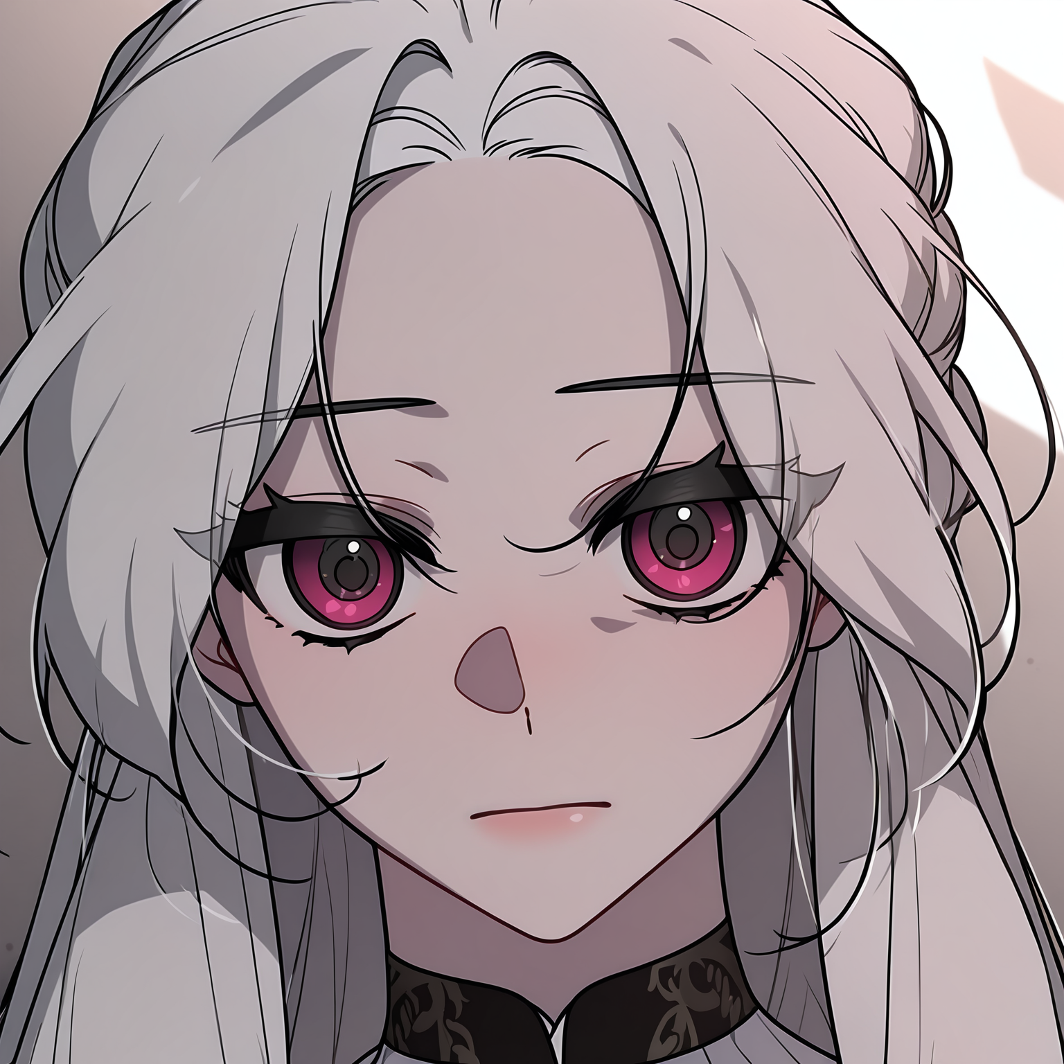 masterpiece,best quality,newest,absurdres,highres,<lora:noobai_ep11_stabilizer_v0.138_fp16:1>,<lora:Ilyana_Glayne:1>,ilyana_glayne,very long hair,petite,portrait,looking at viewer,detailed eyes,front view,close-up face,from above,