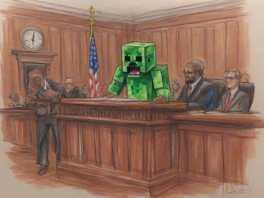 Masterpice,High Quality,
 <lora:PE_CourtRoomSketch:0.8> PECourtRoomSketch,courtroom,
creeper from minecraft