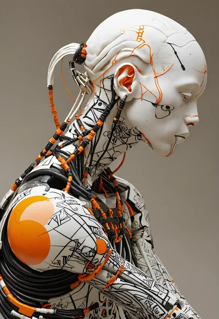 arble sculpture of Maasai cyborg with Japanese tattoos , albino with orange,Expressive Ink Dynamics,Shigeo Fukuda <lora:add-detail-xl:1> <lora:sli-v1:1> <lora:Cyberpunk _Anime_V2_light_version-SDXL:1> <lora:MJ52:0.5>