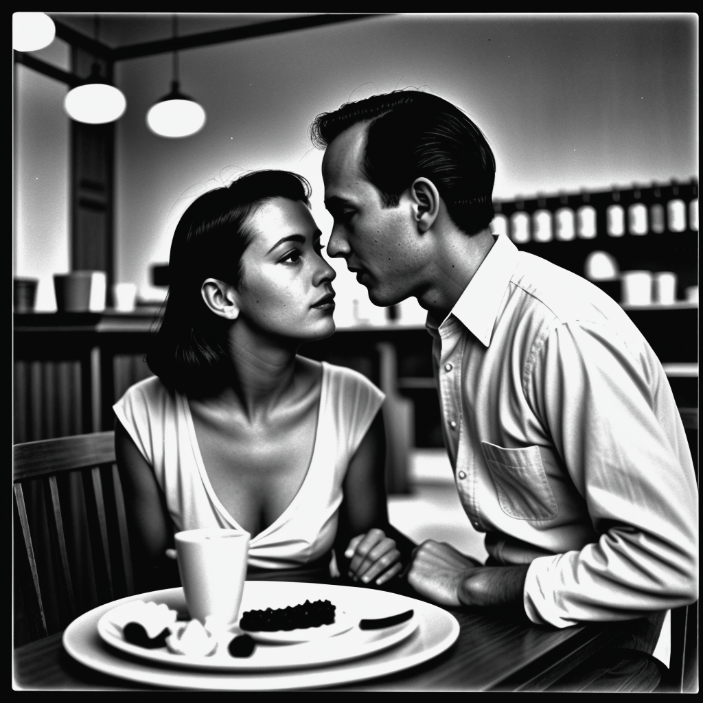 kata_bd vintage monochrome Photograph of a couple in a bistro overlit <lora:knives_and_time:1>  <lora:pytorch_lora_weights:1>