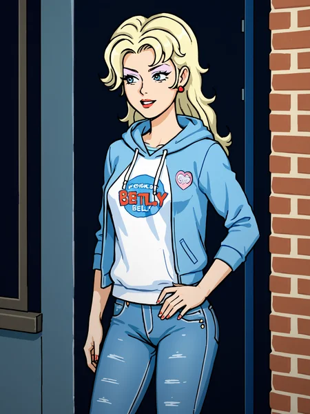 rrbetty, hoodie, jeans
score_7_up, score_8_up, score_9_up, source_anime <lora:rrbetty:0.8>