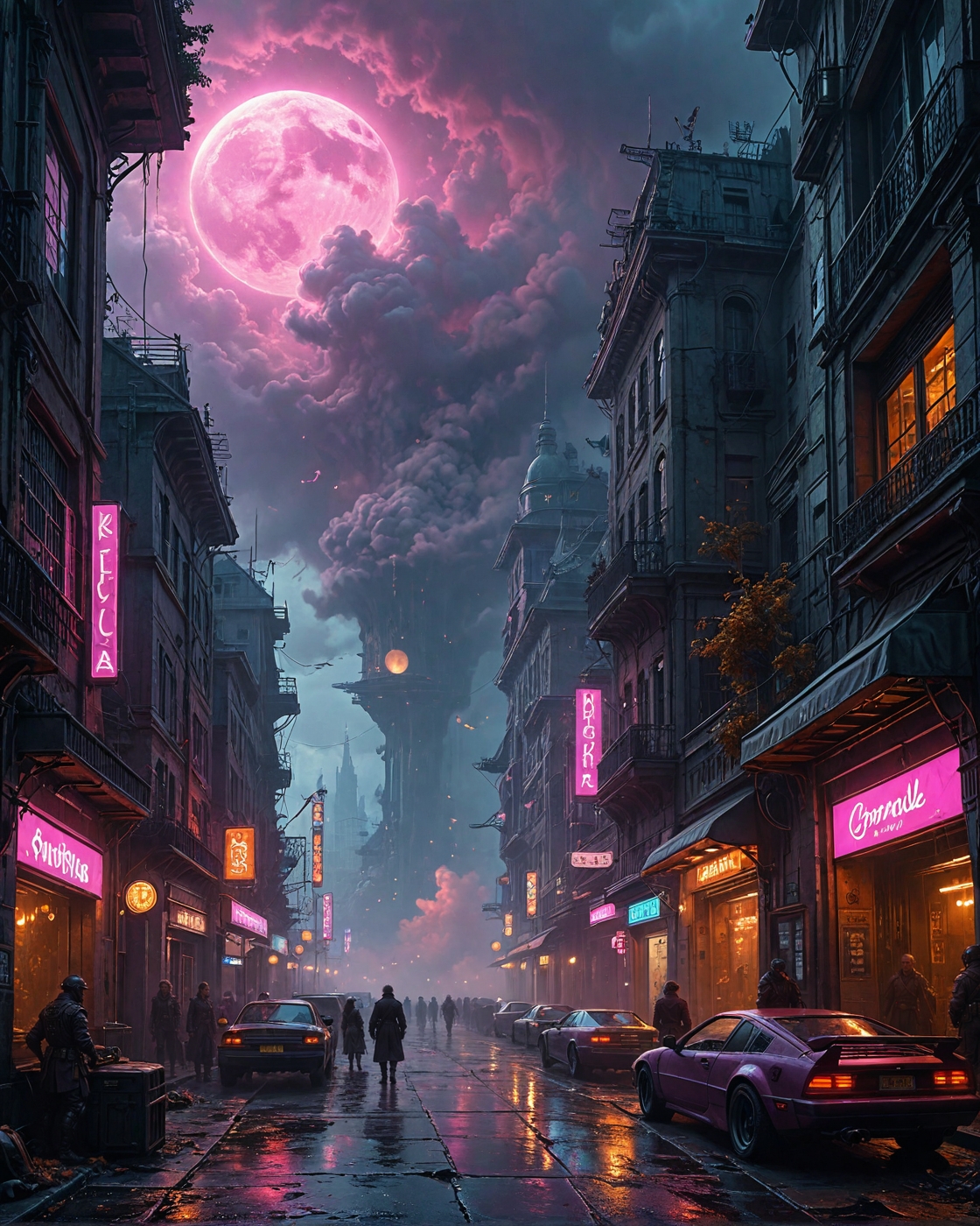 cyberpunk cityscape neonpunk style neonpunk style Zdzisław Beksiński: (surreal dystopian architecture), (biomechanical elements), (monochromatic tones), (apocalyptic ambiance), Plasma storm sunrise ionizing atmosphere, Autumn leaf-storm data harvesting in quantum arboretums , adaptive neo classical, Dwarven forge-caverns with lava-powered pistons,Crypto-front exchanging data currencies,Nanotech dust storm glitter in grey goo scenarios, Magnetic flower field storing ancestral memories, Altocumulus floccus with ionized plasma tufts, , ,
<lora:tbh124-sdxl:0.15> style of Jean-Antoine Watteau,
<lora:tbh129-sdxl:0.15> style of Michael Cheval,
<lora:cyber_vision_T.E.D:0.3> cybervision,
<lora:add-detail-xl:0.7>,
<lora:aidmaMJ6.1_v0.5_2:0.3> aidmamj6.1,
<lora:Flux-XL_Scenery:0.15> flux-scenery,
<lora:Flux-style-xl-lora:0.15> flux-style,
8K resolution, ultra-detailed cinematic composition, contemporary concept art style, volumetric magical atmosphere with ethereal glow, rich complementary color palette, vivid gradients and chiaroscuro contrast, dynamic perspective with layered depth of field, inspiring awe-inspiring mood, Unreal Engine 5 render quality, intricate textures, flawless anatomy, rule of thirds composition, luminous highlights, surreal ambiance, award-winning illustration, harmonious balance of light and shadow, photorealistic details, ArtStation trending, chromatic accents, nostalgic futurism, dreamlike serenity, bold creativity, professional finish, sharp focus, ambient background, fascinating dynamic motion,, Baroque art style, dynamic composition, dramatic lighting, rich colors, intricate details, professional-grade execution, captures the grandeur and theatricality of the Baroque period, Cyberpunk art style, futuristic cityscapes, neon-lit streets, high-tech and low-life, cybernetic enhancements, dystopian and gritty atmosphere . cyberpunk, vaporwave, neon, vibes, vibrant, stunningly beautiful, crisp, detailed, sleek, ultramodern, magenta highlights, dark purple shadows, high contrast, cinematic, ultra detailed, intricate, professional, cyberpunk, vaporwave, neon, vibes, vibrant, stunningly beautiful, crisp, detailed, sleek, ultramodern, magenta highlights, dark purple shadows, high contrast, cinematic, ultra detailed, intricate, professional . neon lights, dark alleys, skyscrapers, futuristic, vibrant colors, high contrast, highly detailed