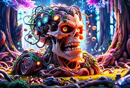 angry old man,cybernetic style Ultimate fusion of technology and allure, Cosmic Cyber Warrior. Embodying the creative genius of Jovana Rikalo, Brandon Woelfel, and Ross Tran, spectacular cosmic landscapes fraught with otherworldly conflict. Shimmering cables course beneath her translucent epidermis, connecting to powerful vertebrae that support a resplendent skull adorned with cascading neon undercut locks. Mysterious constellations twinkle ominously overhead, casting eerie shadows on the ground below. This masterpiece encapsulates the quintessential essence of science fiction, presenting a highly detailed exploration of extraterrestrial themes guaranteed to captivate audiences worldwide. . futuristic, technological, cybernetic enhancements, robotics, artificial intelligence themes,  8k picsmade of ral-mythfrst <lora:ral-mytfrst:1>