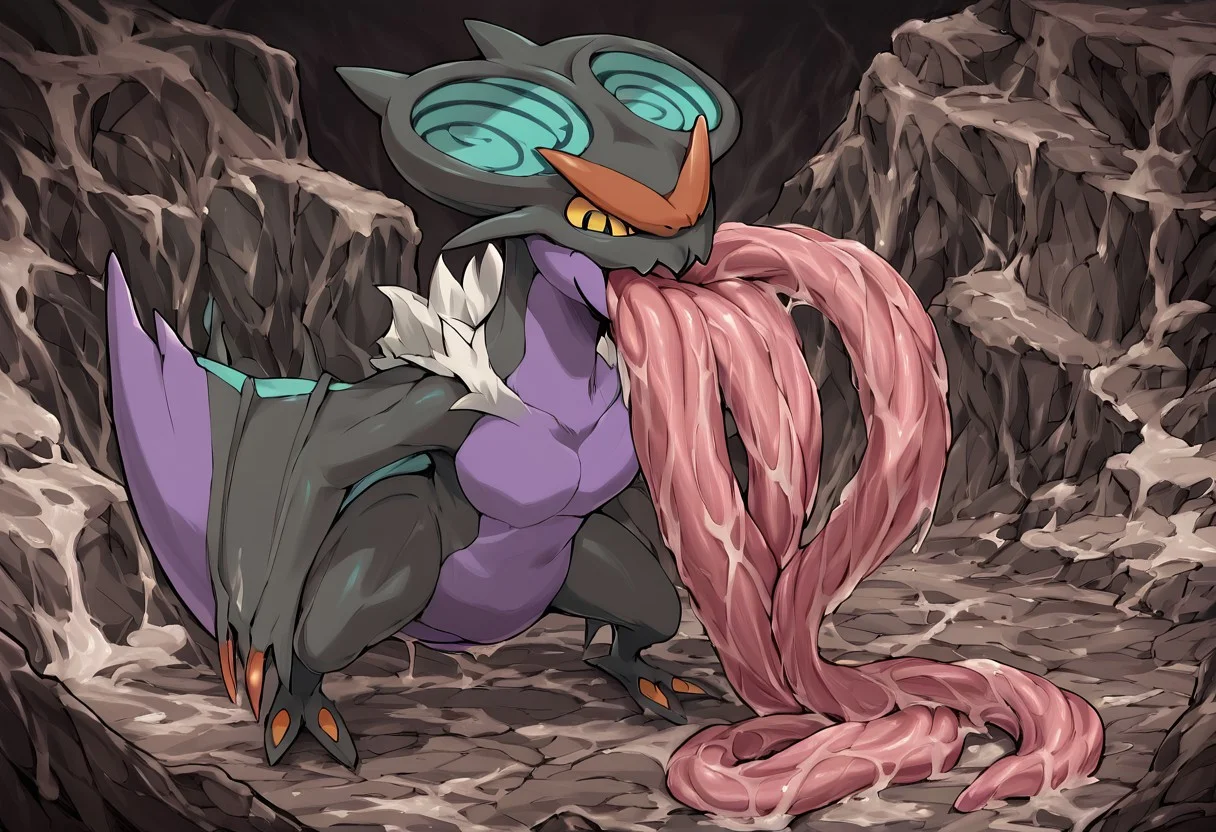 score_9, score_8_up, score_7_up, Noivern, pokemon (creature), sticking out hypermultitongues, hyper tongue, long tongue, multi tongue, feral, (solo)