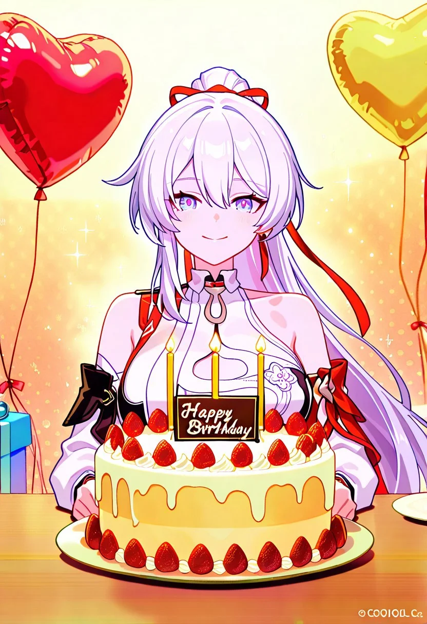 Kiana,
1girl, KiaKaBum,
looking at viewer, happy birthday, solo, birthday, cake, candle, balloon, gift, smiling, happy face,
masterpiece, best quality, aesthetic, newest,
(honkai impact 3rd, official art, chinese commentary, game cg,:0.8),
(very awa, very aesthetic, masterpiece, best quality, highres, absurdres, :1.2), ARKNIGHTS ELITE