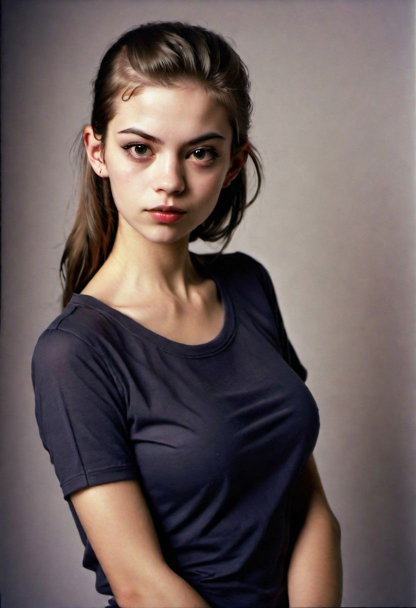 Photorealistic image of an young woman, 25yo, professional studio photograph, grrrl, Gopn1k, random pose