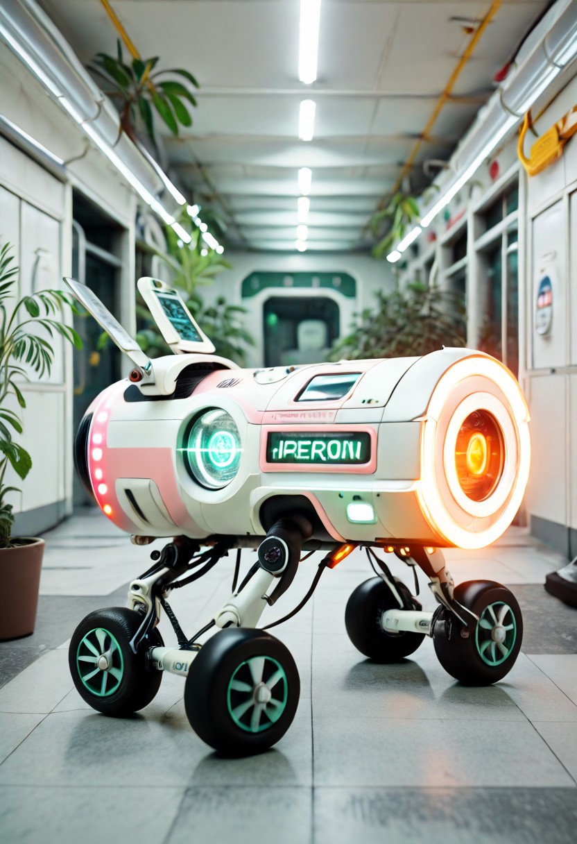 JAV_AIONE,A symbiotic, plant-powered ambulance, its chassis integrated with a living garden, delivers patients to a hospital in a polluted city. The ambulanceâs AI manages the growth and health of the plants, which filter the air and provide oxygen. The surrounding hospital is a beacon of hope in a smog-filled environment.