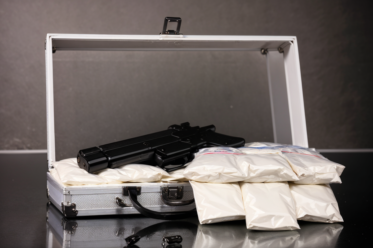 (masterpiece, best quality:1.2), ultra-detailed, suitcase money gun EdobDrugs, (realistic:1.5), <lora:EdobDrugs_v1.0:0.8>