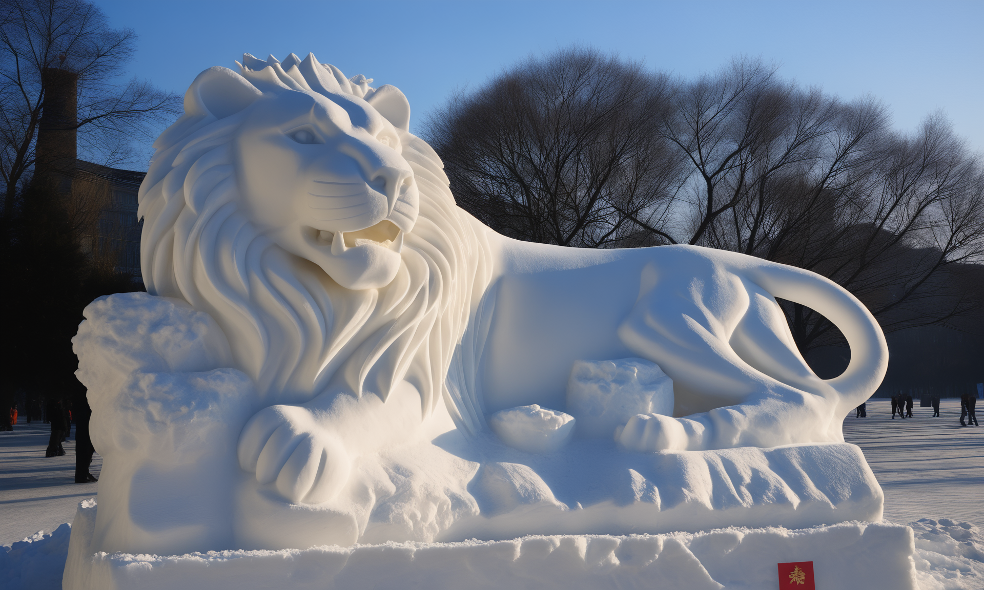 <lora:snowsculpturecd_xl-000006:0.8>,a snow sculpture of a lion made of snowsculpturecd_xl sitting on snowfield,snowsculpturecd_xl body,snowsculpturecd_xl face,winter,midday,solo,outdoors,in park,blue sky,there were a lot of people watching in the distance,chinese zodiac,cute and lovely,still life,from front,looking at viewer,close-up,full body,no humans,fine art,detailed,hi-res photo, emotional,harmonious,high budget,moody,epic,gorgeous,perfect lighting,realistic,photorealistic,photographic,photo (medium),real,moody lighting,volumetric lighting,reality ray tracing,8K,HDR,UHD,masterpiece,best quality,highly detailed,high resolution,finely detail,extremely detailed,ultra detailed,wallpaper