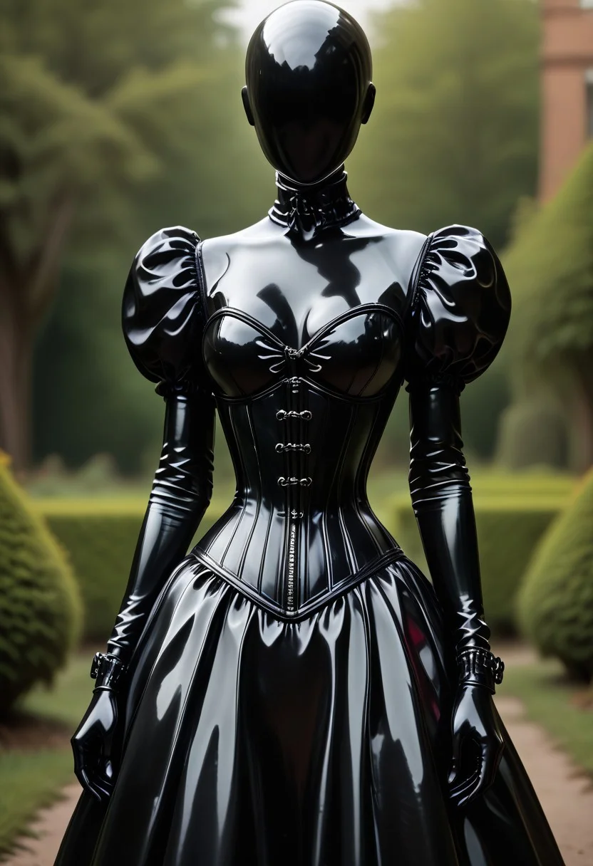 score_9, score_8_up, score_7_up, rating_safe, concept art, realistic, Fixhand.
1girl, solo, DroneFace, Mirror Face.
Latex body. Gown dress. Corset. Latex dress.