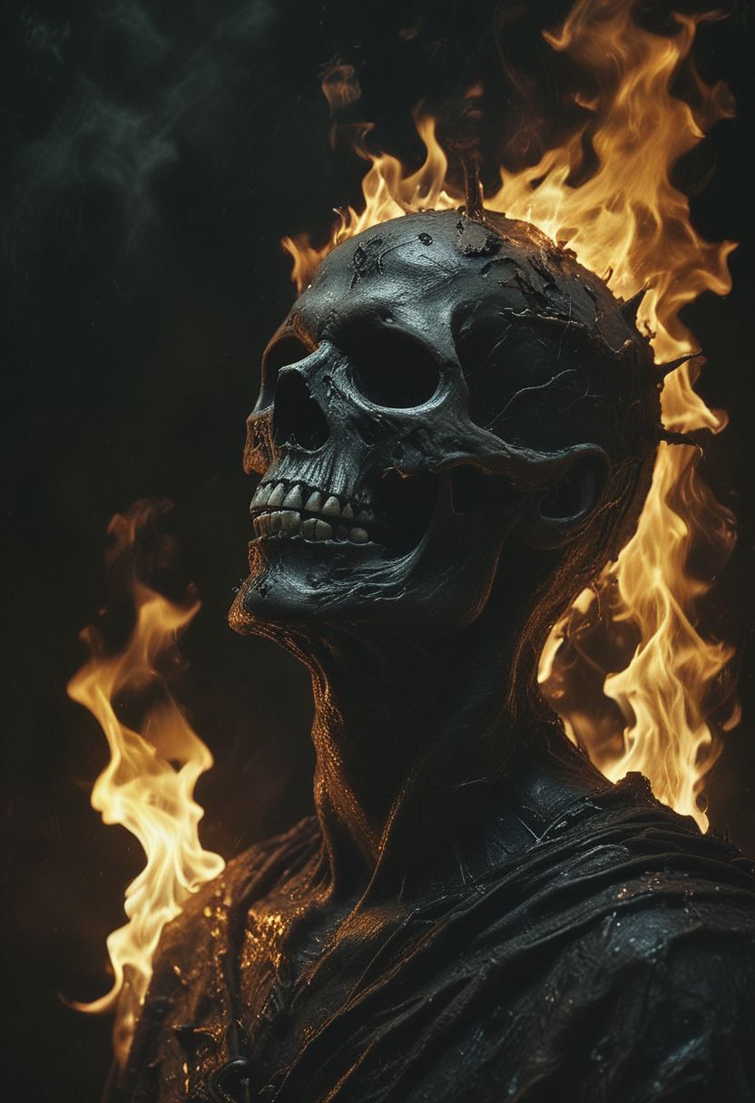 In Death They Shall Burn, black over black, top soft light, light environment, highly detailed, melancholic, masterpiece Photography in the style of Oleg Dou, soft light hyper clean photography, (((Oleg Dou photography style)))