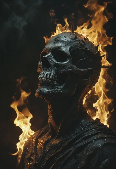 In Death They Shall Burn, black over black, top soft light, light environment, highly detailed, melancholic, masterpiece Photography in the style of Oleg Dou, soft light hyper clean photography, (((Oleg Dou photography style)))