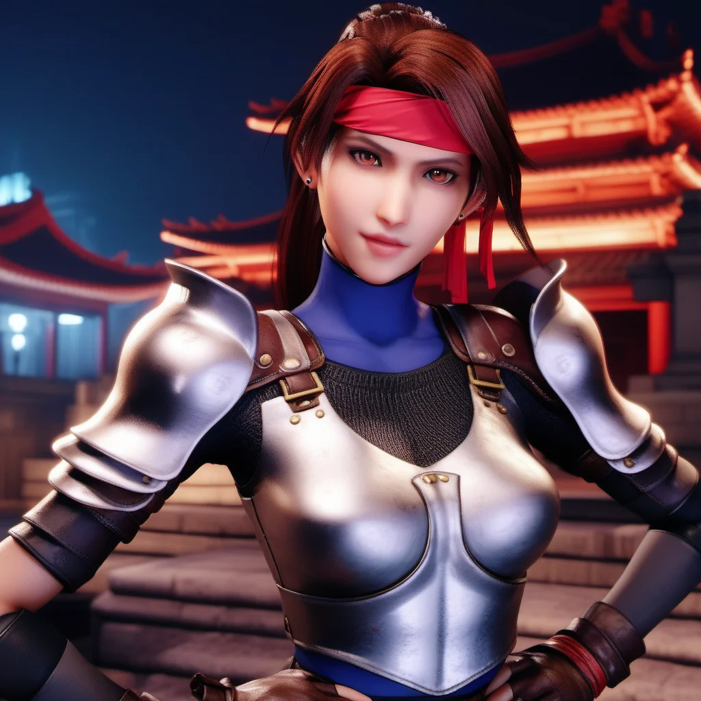 Ultra realistic extremely beautifully detailed 8k picture of 1 gorgeously cute and cool woman ff7 jessie exploring a forbidden city at night<lora:ff7 jessie:0.9>, extremely detailed eyes mouth and facial features, gorgeous breathtaking composition and epic cinematic lighting